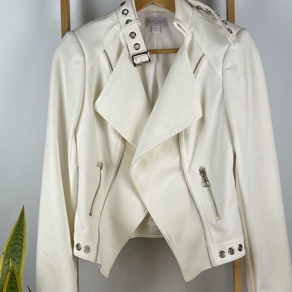 Vintage Queenspark White Bikers Jacket - Size S - Picture 2 of 12